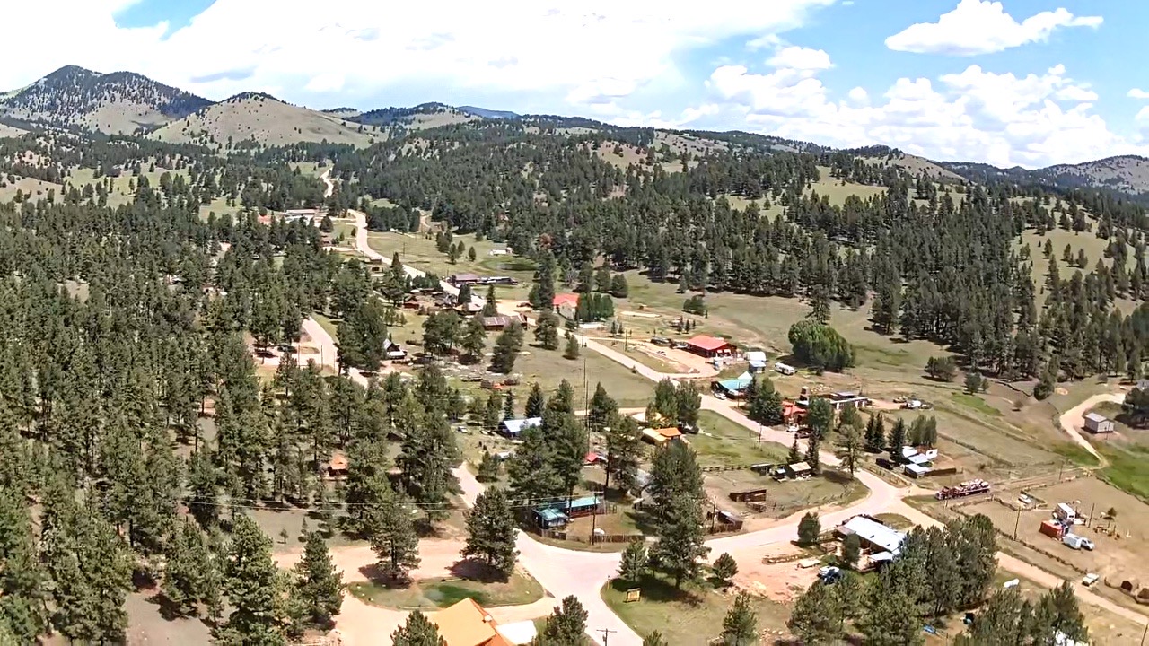 a birds eye view of the small town of guffey colorado